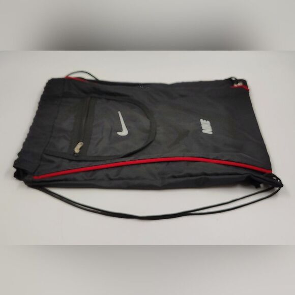 Nike Black & Red  Drawstring Backpak Bag Travel School Sports - Picture 3 of 11